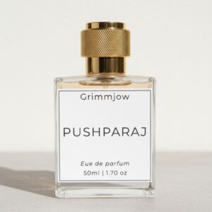 Grimmjow Pushparaj 50ml Long Lasting Woody Perfume for Men bottle in premium setting